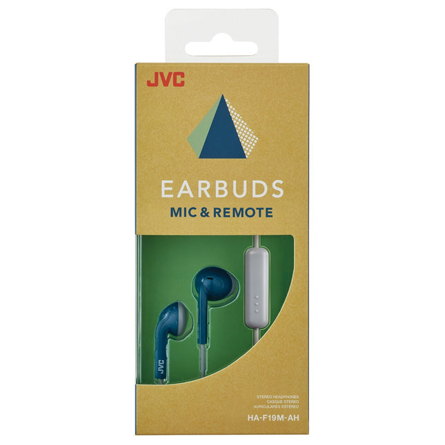 JVC HAF19MAH Retro In-Ear Wired Earbuds with Microphone (Blue)