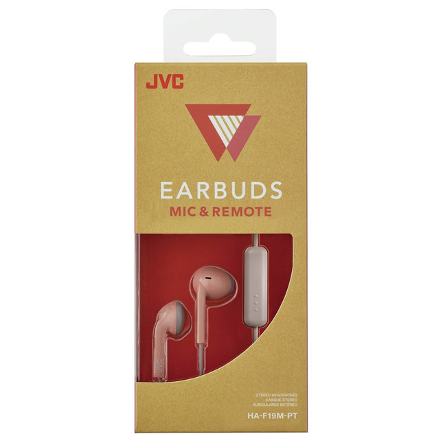 JVC HAF19MPT Retro In-Ear Wired Earbuds with Microphone (Pink)