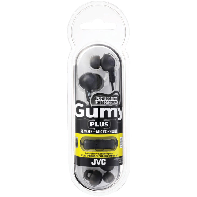 JVC HAFR6B Gumy Plus Earbuds with Remote & Microphone (Black)