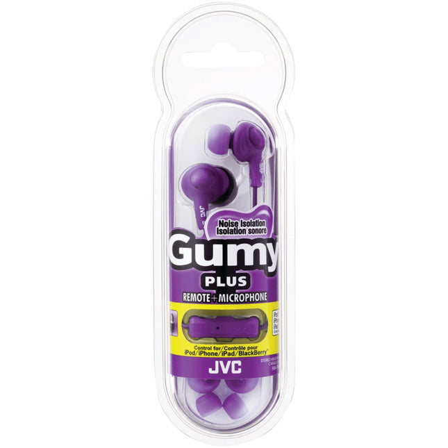 JVC HAFR6V Gumy Plus Earbuds with Remote & Microphone (Violet)