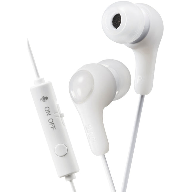 JVC HAFX7GW Gumy Gamer Earbuds with Microphone (White)