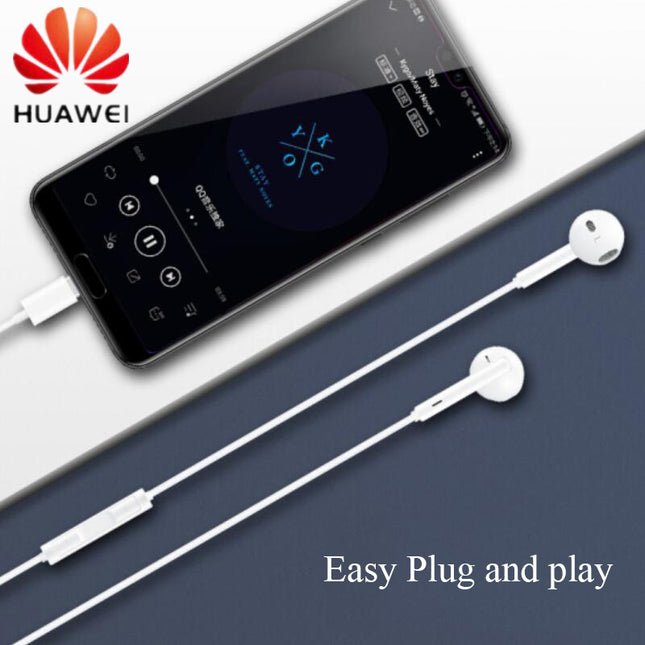 Original HUAWEI P20 Pro Mate10 USB Type-C Earphone Stereo Headphones with Mic & Volume white
