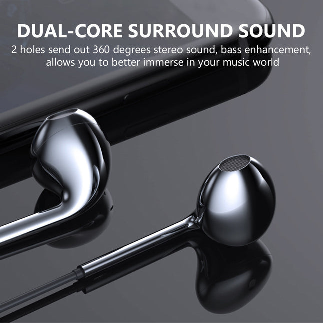 In-ear Bass Stereo Mobile Wired Headphones 3.5mm Sports Earbuds Music Headset with Built-in Microphone Black