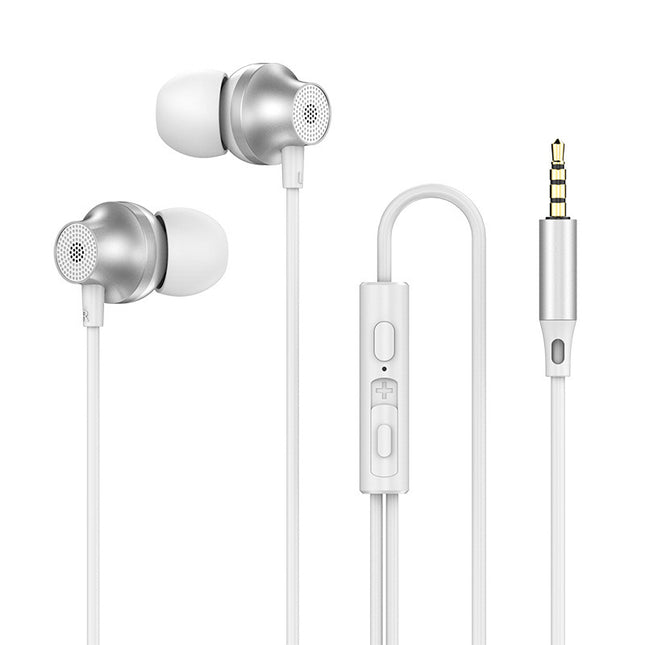 3.5mm In-ear Wire-controlled Earphone Copper Driver Hifi Subwoofer Music Headset Comfortable Sport Headphones silver