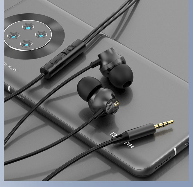 3.5mm In-ear Wire-controlled Earphone Copper Driver Hifi Subwoofer Music Headset Comfortable Sport Headphones black