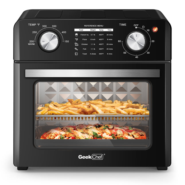 US GEEK CHEF Air Fryer 10QT Oil-free Stainless Steel 4 Slice Countertop Toaster Oven 1400w Black