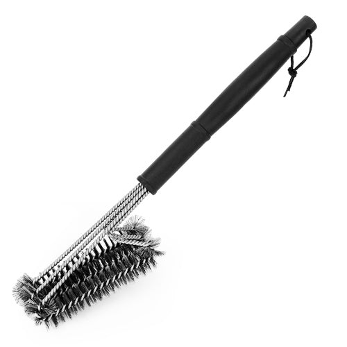BBQ Grill Cleaning Brush Stainless Steel Barbecue Cleaner w/ 18in Suitable Handle Stiff Wire Bristles for Grill Cooking Grates - Black