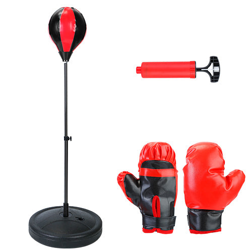 Punching Bag For Kids Junior Boxing Set w/ Boxing Gloves Height Adjustable Free Standing Punching Ball Boxing For Kids Aged 3-8Years Old - Red