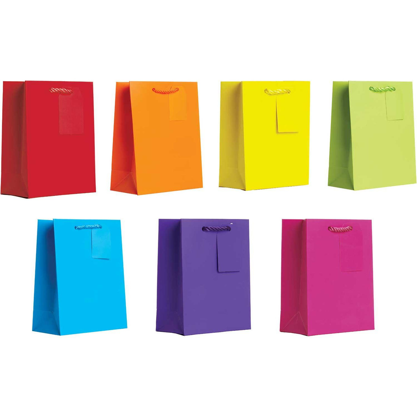 All Occasion Bright Rainbow Medium Solid Paper Gift Bags (7 Pack) by Present Paper - Vysn