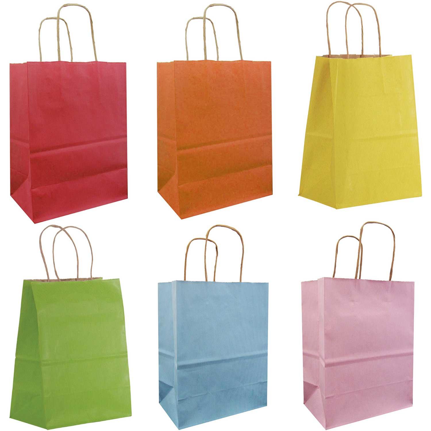 All Occasion Light Rainbow Kraft Solid Totes (12 Pack) by Present Paper - Vysn