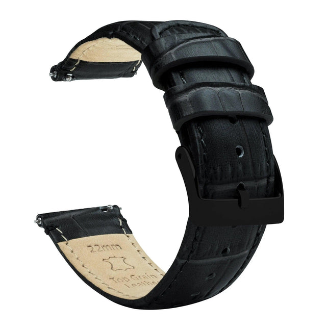 Amazfit Bip | Black Alligator Grain Leather by Barton Watch Bands - Vysn