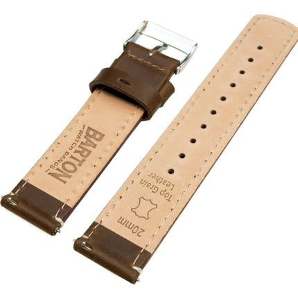 Amazfit Bip | Saddle Brown Leather & Linen White Stitching by Barton Watch Bands - Vysn