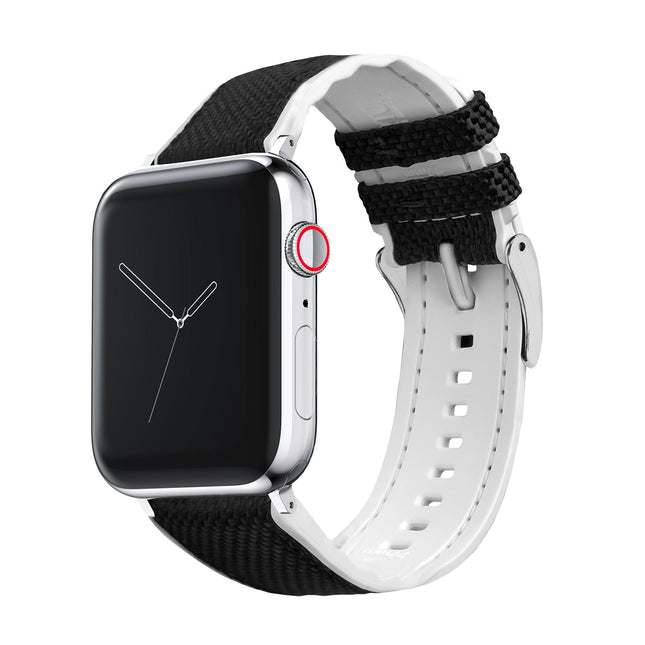 Apple Watch | Black Cordura Fabric and White Silicone Hybrid by Barton Watch Bands - Vysn