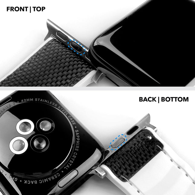 Apple Watch | Black Cordura Fabric and White Silicone Hybrid by Barton Watch Bands - Vysn