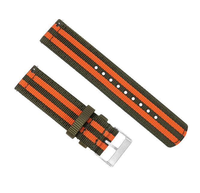 Army Green & Orange | Two-Piece NATO® Style by Barton Watch Bands - Vysn