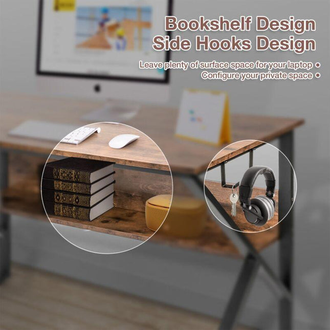 B Design Computer Desk with Bookshelf by Plugsus Home Furniture - Vysn