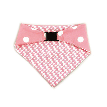 Baby Pink Houndstooth Reversible Dog Bandana by Uptown Pups - Vysn