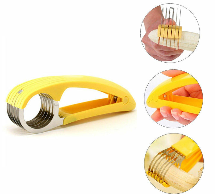 Banana Slicer Fruit Knife Kitchen Gadget Bar Tools Veggie Cutter Stainless Steel by Plugsus Home Furniture - Vysn