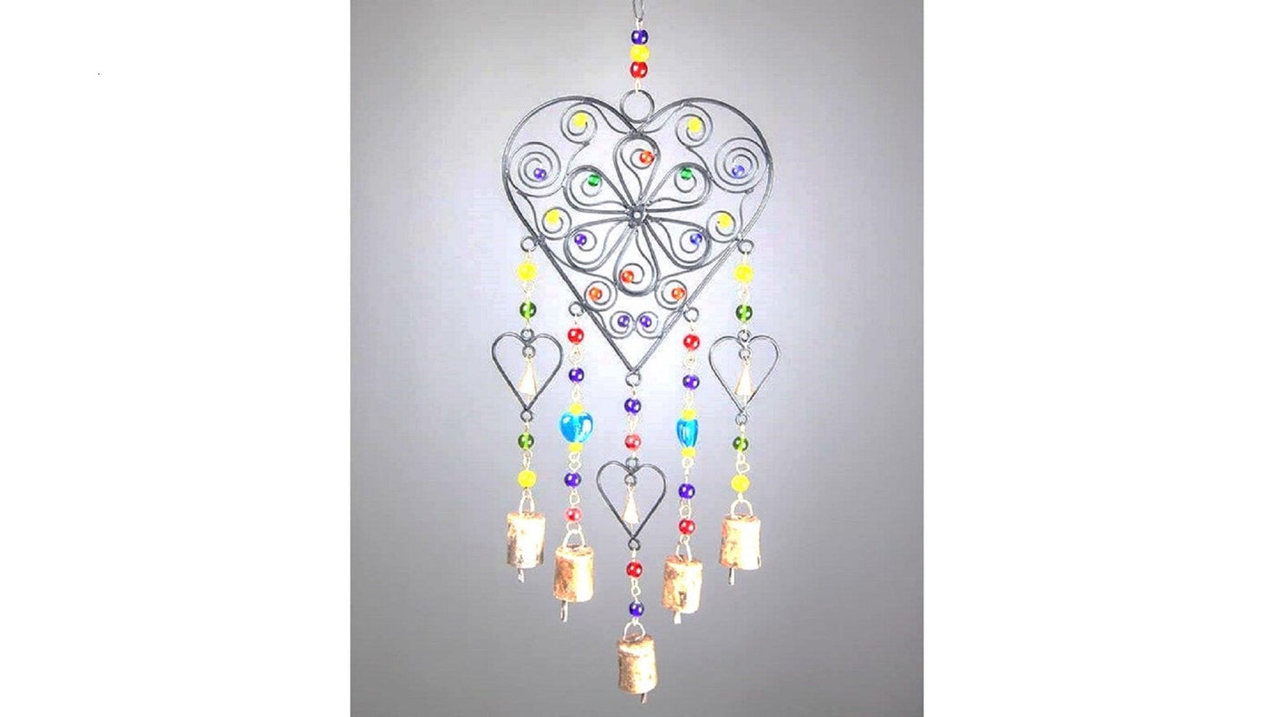 Beaded Heart colored glass chime home decor hanging gift by OMSutra - Vysn