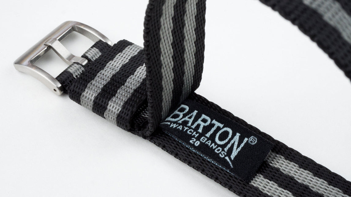 Black & Steel Grey (Bond) | Elite Nylon NATO® Style by Barton Watch Bands - Vysn