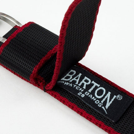 Black - Crimson Red Edges | Elite Nylon NATO® Style by Barton Watch Bands - Vysn
