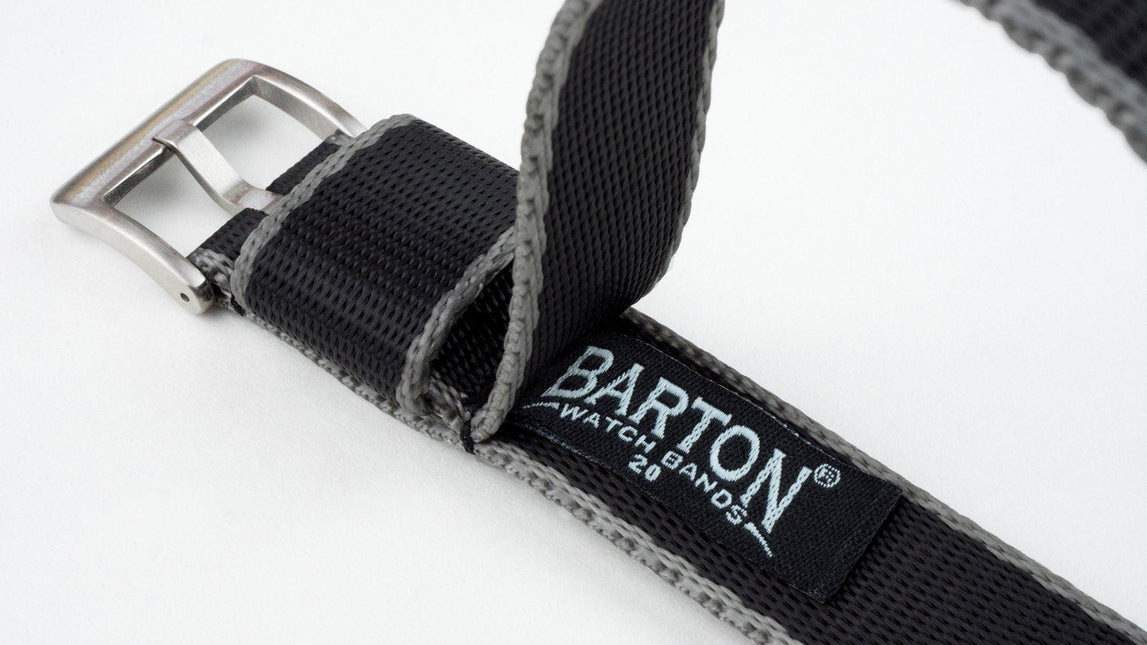 Black - Grey Edges | Elite Nylon NATO® Style by Barton Watch Bands - Vysn