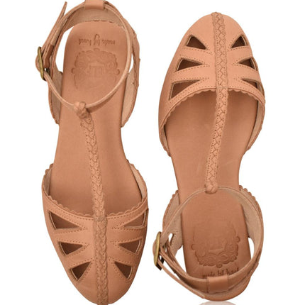 Bounty T-strap Leather Sandals by ELF - Vysn