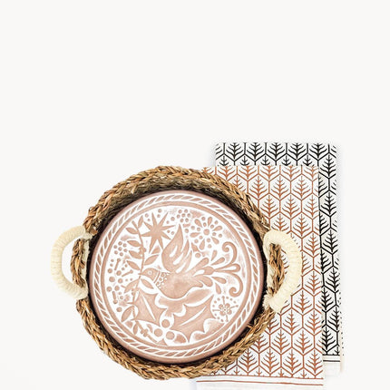 Bread Warmer & Basket Gift Set with Tea Towel - Bird Round by KORISSA - Vysn