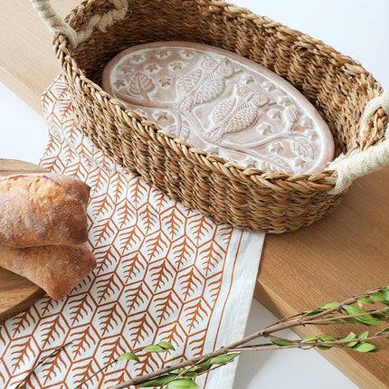 Bread Warmer & Basket Gift Set with Tea Towel - Owl Oval by KORISSA - Vysn