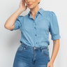 Button-down Denim Shirt Top - VYSN