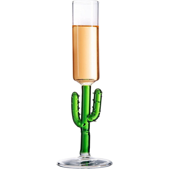 Cactus Shot Glasses 2.5oz - Cactus Gifts - Set of 4 - Green Colored Glass Blown Figurines Plant Decorations - Shot Glass Cocktail Glasses Wedding Party Glasses, Great for Parties 1.75"H - Handblown by The Wine Savant - Vysn