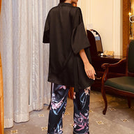 Cami, Robe, and Printed Pants Pajama Set by Blak Wardrob - Vysn