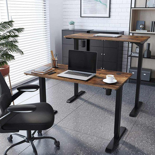Cayna Electric Standing Desk Rustic by Plugsus Home Furniture - Vysn