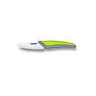 CERAMIC KNIFE: Green+Grey soft touch handle; White Ceramic Blade ... 3" Blade by Peterson Housewares & Artwares - Vysn