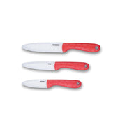 CERAMIC KNIFE: Red soft touch handle; White Ceramic Blade ... 3" Blade by Peterson Housewares & Artwares - Vysn