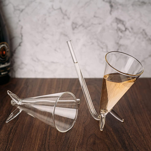 Champagne Shooter - Chug Flutes Guzzler Glasses Unique Gifts for Bachelorette Party Favors & White Elephant Gifts, Drinking Games, Self Standing - Prosecco & More Bong Style, Reusable Acrylic 2pk by The Wine Savant - Vysn