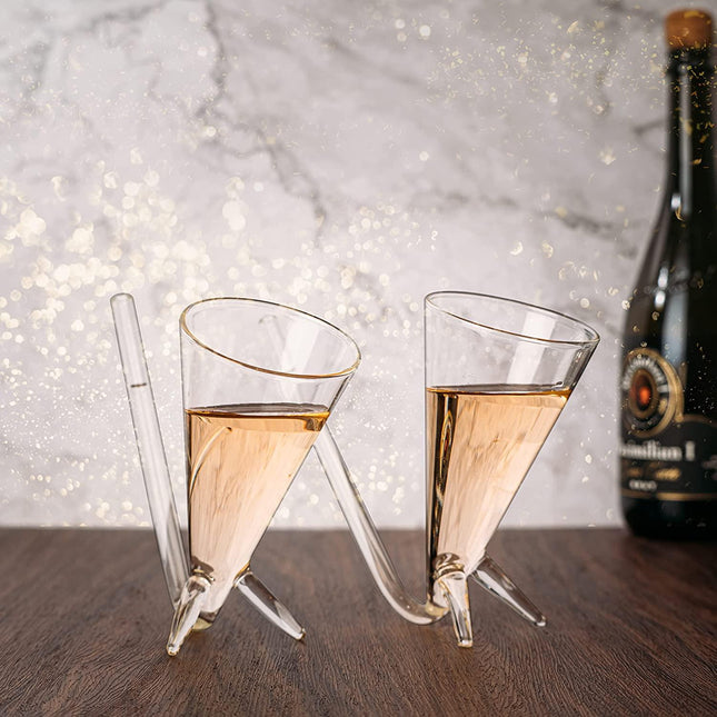 Champagne Shooter - Chug Flutes Guzzler Glasses Unique Gifts for Bachelorette Party Favors & White Elephant Gifts, Drinking Games, Self Standing - Prosecco & More Bong Style, Reusable Acrylic 2pk by The Wine Savant - Vysn