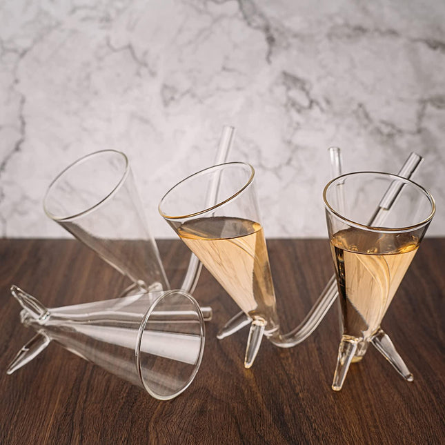 Champagne Shooter - Chug Flutes Guzzler Glasses Unique Gifts for Bachelorette Party Favors & White Elephant Gifts, Drinking Games, Self Standing - Prosecco & More Bong Style, Reusable Acrylic 4pk by The Wine Savant - Vysn