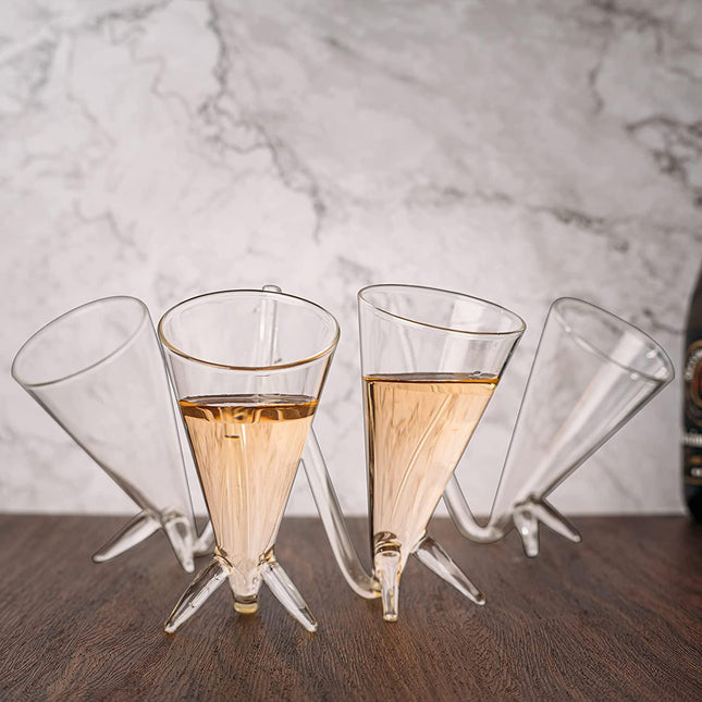 Champagne Shooter - Chug Flutes Guzzler Glasses Unique Gifts for Bachelorette Party Favors & White Elephant Gifts, Drinking Games, Self Standing - Prosecco & More Bong Style, Reusable Acrylic 4pk by The Wine Savant - Vysn