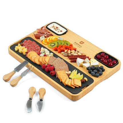 Cheese and Cracker Tray With Slate Plate by Royal Craft Wood - Vysn