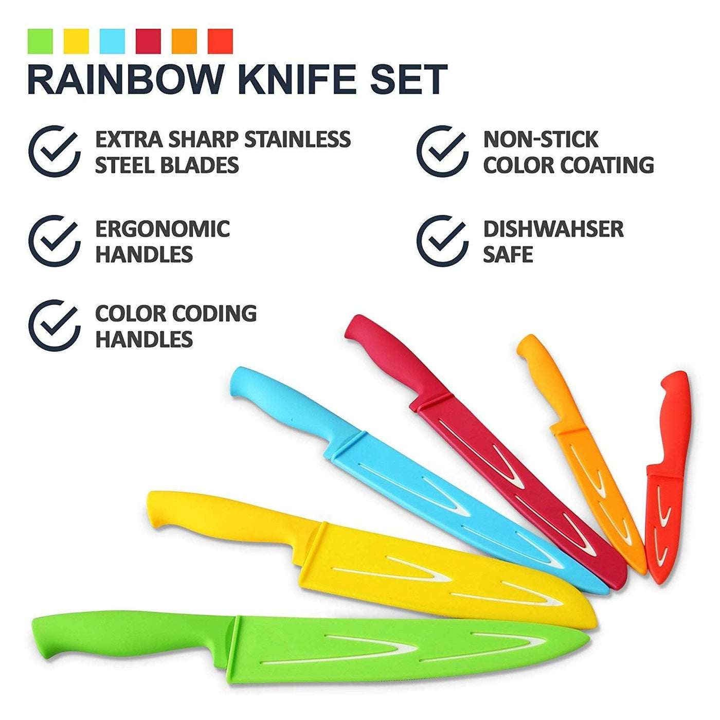 Chef's Choice Colorful Professional 12 Piece Knife Set By Cooler Kitchen by Cooler Kitchen - Vysn
