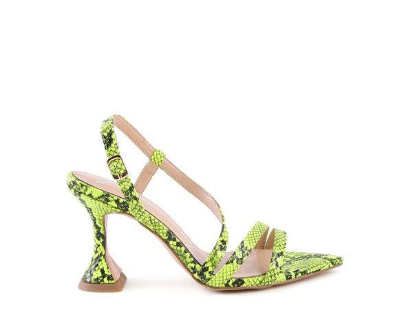 Cherry Tart Snake Print Spool Heel Sandals by Blak Wardrob - Vysn