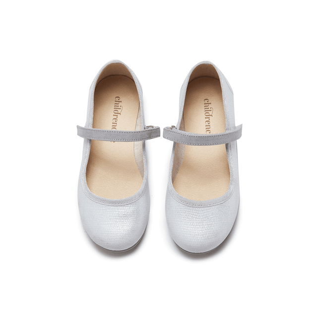 Classic Textured Mary Janes in Silver by childrenchic - Vysn