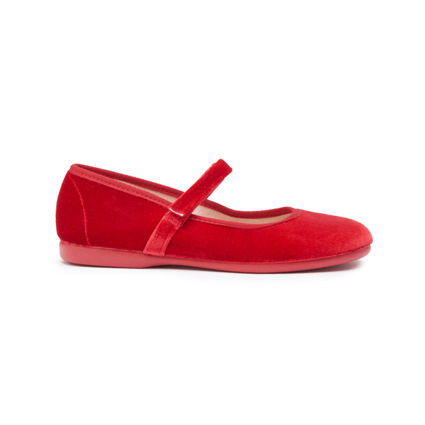 Classic Velvet Mary Janes in Red by childrenchic - Vysn
