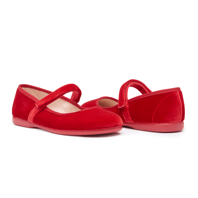 Classic Velvet Mary Janes in Red by childrenchic - Vysn