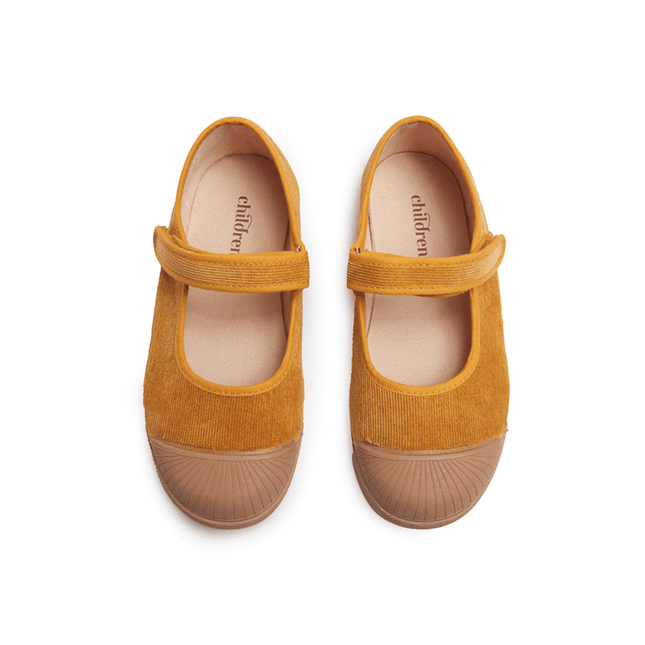 Corduroy Mary Jane Captoe Sneakers in Marygold by childrenchic - Vysn