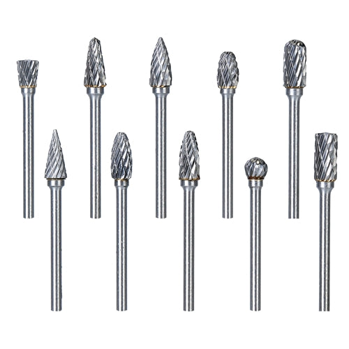 10Pcs Double Cut Carbide Rotary Die Grinder Bit Set 1/8in Shank 1/4in Head Fit for Dremel Grinder Drill DIY Wood Working Carving Metal Polishing