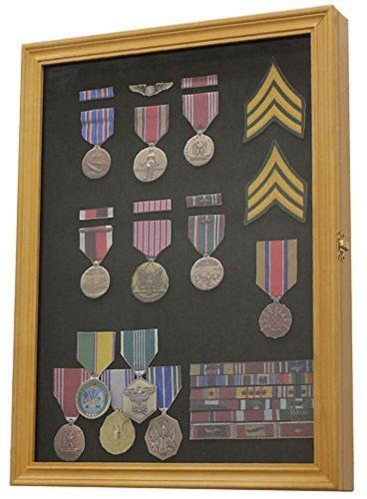 Display Case Wall Frame Cabinet for Military Medals, Pins, Patches, Insignia, Ribbons, Brooches. by The Military Gift Store - Vysn