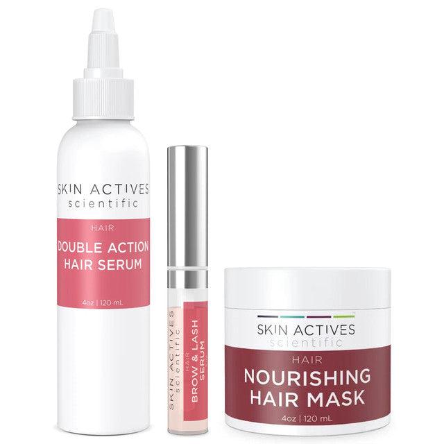 Double Action Hair Serum & Nourishing 4oz Hair Mask w/ Brow & Lash Serum Set - VYSN