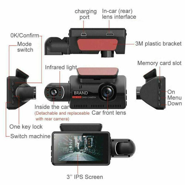 Dual-Lens Dash Cam with Video Recorder by YouCanLearnThis.com Shop - Vysn